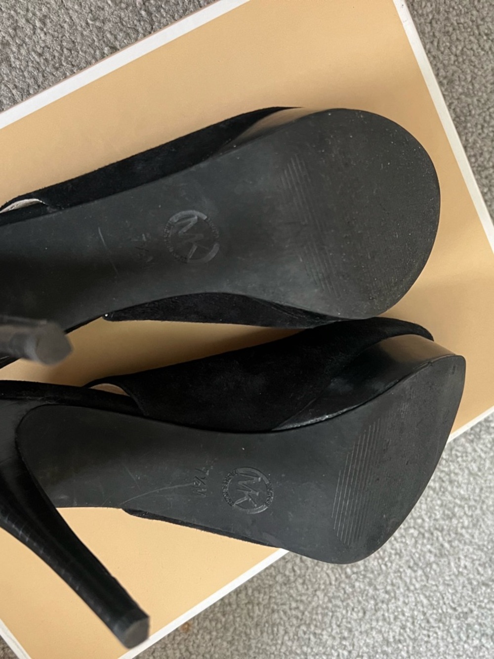Michael Kors Black Suede Peep-Toe Slingback Heels - Picture 5 of 6